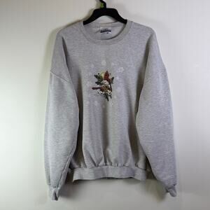 Vintage Granny Core 90s Winter Scene Pullover Sweatshirt USA Made Size XL